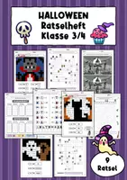 Vorschau - Arbeitsblätter - Rätsel Halloween 9 ABs Klasse 3-4 Deutsch DaZ Konzentration Rätselheft - Deckblatt