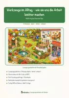 Vorschau - Mal- und Bastelvorlagen - Werkzeuge im Alltag – wie sie uns die Arbeit leichter machen – Lesespurgeschichte mit Rätselaufgaben (Klasse 1) - Seite 1