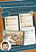 Vorschau - Arbeitsblätter - Fernöstliche Religionen – Lesespurgeschichte mit Rätselaufgaben (Klasse 9) - Deckblatt