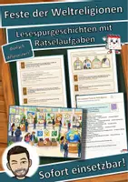 Vorschau - Arbeitsblätter - Feste der Weltreligionen – Lesespurgeschichte mit Rätselaufgaben (Klasse 5) - Deckblatt
