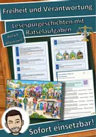 Vorschau - Stationenlernen - Freiheit und Verantwortung – Lesespurgeschichte mit Rätselaufgaben (Klasse 10) - Deckblatt