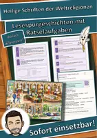 Vorschau - Arbeitsblätter - Heilige Schriften der Weltreligionen – Lesespurgeschichte mit Rätselaufgaben (Klasse 7) - Deckblatt