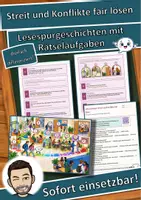Vorschau - Mal- und Bastelvorlagen - Streit und Konflikte fair lösen – Lesespurgeschichte mit Rätselaufgaben (Klasse 7) - Deckblatt