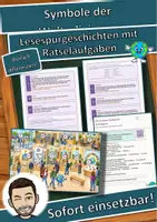 Vorschau - Arbeitsblätter - Symbole der Weltreligionen – Lesespurgeschichte mit Rätselaufgaben (Klasse 6) - Deckblatt