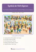 Vorschau - Arbeitsblätter - Symbole der Weltreligionen – Lesespurgeschichte mit Rätselaufgaben (Klasse 6) - Seite 1