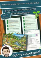 Vorschau - Arbeitsblätter - Verantwortung für Tiere und die Natur – Lesespurgeschichte mit Rätselaufgaben (Klasse 7) - Deckblatt