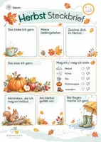 Vorschau - Arbeitsblätter - Herbst Steckbrief - Freebie - Deckblatt