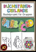 Vorschau - Mal- und Bastelvorlagen - Buchstaben basteln – Alphabet und Klassendeko | Girlande Grundschule - Deckblatt
