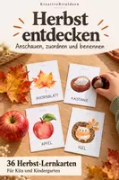 Vorschau - Bildkarten - Herbst Lernkarten- Lernkarten für Kinder | Sprachförderung Morgenkreis - Deckblatt