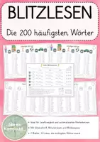 Vorschau - Arbeitsblätter - Blitzlesen - 200 häufigsten Verben, Adjektive, Substantive - Deckblatt