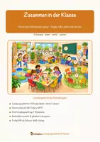 Vorschau - Mal- und Bastelvorlagen - Zusammen in der Klasse – Lesespurgeschichte mit Rätselaufgaben (Klasse 1) - Seite 1