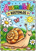 Vorschau - Mal- und Bastelvorlagen - Süße Schnecke – kostenloses Ausmalbild für Kinder - Deckblatt