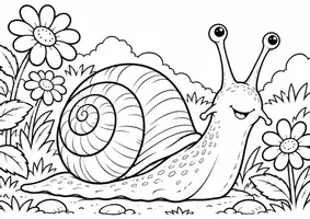 Vorschau - Mal- und Bastelvorlagen - Süße Schnecke – kostenloses Ausmalbild für Kinder - Seite 1