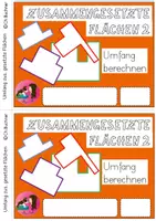 Vorschau - Arbeitsblätter - Fläche und Umfang von zusammengesetzten Flächen 2 + Lösungshefte - Seite 1