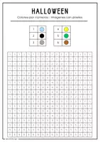 Vista previa - Manualidades / Dibujos para colorear - Halloween: Colorear por números del 1 al 6 | 5 dibujos de píxeles - página 3