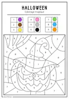 Aperçu - Feuilles d'exercices - Halloween - 5 coloriages magiques à imprimer - Page 1