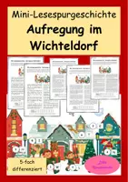 Vorschau - Arbeitsblätter - Mini-Lesespurgeschichte - Aufregung im Wichteldorf | 5-fach differenziert - Deckblatt