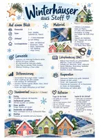 Vorschau - Mal- und Bastelvorlagen - WINTER Kreativprojekt - Winterdorf aus STOFF / Winterhäuser - Seite 1