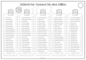 Vorschau - Arbeitsblätter - Blitzlesen Zahlwörter 1000 bis 1 Million - Seite 3