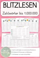 Vorschau - Arbeitsblätter - Blitzlesen Zahlwörter 1000 bis 1 Million - Deckblatt