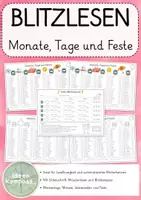 Vorschau - Arbeitsblätter - Blitzlesen - 100 Monate/Tage/Feste - Deckblatt