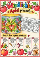Vorschau - Mal- und Bastelvorlagen - Windlichter basteln Herbst Apfel Klasse 1-4 Kunst Vertretungsstunde - Deckblatt