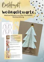 Vorschau - Mal- und Bastelvorlagen - Weihnachtskarte DIY Weihnachtsbaum aus alten Buchseiten - Deckblatt