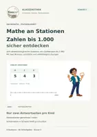 Vorschau - Arbeitsblätter - Mathe-Stationsarbeit Klasse 3: Zahlenraum bis 1.000 | differenziert - Deckblatt