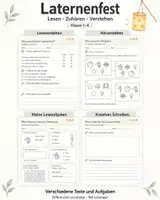 Vorschau - Unterrichtsreihen - Laternenfest (Sankt Martin) Leseverstehen Hörverstehen Klasse 1-4 differenziert - Deckblatt