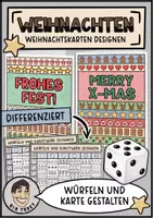 Vorschau - Mal- und Bastelvorlagen - Weihnachtskarten malen / basteln / würfeln - Grußkarten zu Weihnachten mit Sketchnotes, Klasse 6,7,8,9 - Deckblatt
