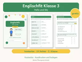Vorschau - Arbeitsblätter - Englischfit Klasse 3 – Begrüßung und Körperteile kostenlos - Deckblatt