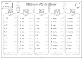 Vorschau - Arbeitsblätter - Blitzlesen Erstleser 1. Stufe (M,A,E,I,O,U) - Seite 3