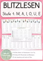 Vorschau - Arbeitsblätter - Blitzlesen Erstleser 1. Stufe (M,A,E,I,O,U) - Deckblatt