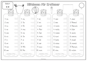 Vorschau - Arbeitsblätter - Blitzlesen Erstleser 4. Stufe (M,A,E,I,O,U,L,S,N,R,W) - Seite 3