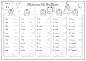 Vorschau - Arbeitsblätter - Blitzlesen Erstleser 5. Stufe T und Ei (M,A,E,I,O,U,L,S,N,R,W) - Seite 3
