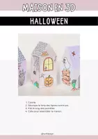 Aperçu - Matériel pour travaux manuels / dessin - Bricolage d’Halloween - 4 maisons hantées en 3D à fabriquer - Page 1