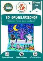 Vorschau - Mal- und Bastelvorlagen - FREEBIE Halloween basteln Grundschule – 3D-Gruselfriedhof | Pop-up-Szene & Bastelvorlagen Klasse 1–4 - Deckblatt