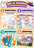 Vorschau - Mal- und Bastelvorlagen - FREEBIE Halloween basteln Grundschule – 3D-Gruselfriedhof | Pop-up-Szene & Bastelvorlagen Klasse 1–4 - Seite 2