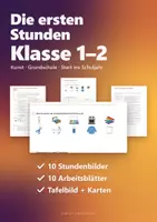 Vorschau - Stundenentwürfe - Die ersten Stunden im Kunstunterricht Klasse 1/2 – 10 fertige Stundenbilder mit Verlaufsplan, Arbeitsblättern und Tafelbild - Deckblatt