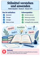 Vorschau - Stundenentwürfe - Stilmittel erkennen und anwenden: Merkblatt, Übungen, Rätsel inklusive Lösungen - Deckblatt