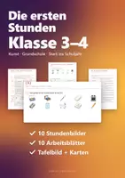 Vorschau - Stundenentwürfe - Die ersten Stunden im Kunstunterricht Klasse 3/4 – 10 fertige Stundenbilder mit Verlaufsplan, Arbeitsblättern und Tafelbild - Deckblatt