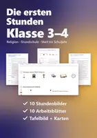 Vorschau - Stundenentwürfe - Die ersten Stunden in Religion Klasse 3/4 – 10 Stundenbilder mit Verlaufsplan + Arbeitsblatt: Bibel, Beten, Kirchenjahr, Kirche - Deckblatt
