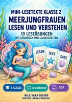 Vorschau - Arbeitsblätter - Mini-Lesetexte Klasse 2 – Meerjungfrauen lesen und verstehen | Deutsch Klasse 2 | 10 Leseübungen als PDF - Deckblatt