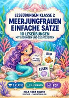 Vorschau - Arbeitsblätter - Leseübungen Klasse 2 – Meerjungfrauen einfache Sätze | Deutsch Klasse 2 | 10 Leseübungen als PDF - Deckblatt