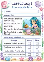 Vorschau - Arbeitsblätter - Erstlesen Klasse 2 – Meerjungfrauen kurze Geschichten | Deutsch Klasse 2 | 10 Leseübungen als PDF - Seite 1