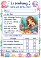 Vorschau - Arbeitsblätter - Erstlesen Klasse 2 – Meerjungfrauen kurze Geschichten | Deutsch Klasse 2 | 10 Leseübungen als PDF - Seite 3