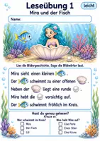 Vorschau - Arbeitsblätter - Lesen mit Bildern Klasse 2 – Meerjungfrauen-Bildgeschichten | Deutsch Klasse 2 | 10 Leseübungen als PDF - Seite 1