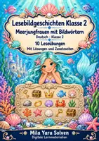 Vorschau - Arbeitsblätter - Lesebildgeschichten Klasse 2 – Meerjungfrauen mit Bildwörtern | Deutsch Klasse 2 | 10 Leseübungen als PDF - Deckblatt