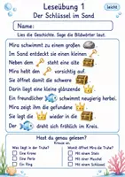 Vorschau - Arbeitsblätter - Lesebildgeschichten Klasse 2 – Meerjungfrauen mit Bildwörtern | Deutsch Klasse 2 | 10 Leseübungen als PDF - Seite 1