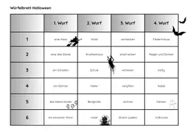 Vorschau - Arbeitsblätter - Würfelbrett Halloween - Gruselgeschichten schreiben - Klasse 5,6,7,8 - Seite 1